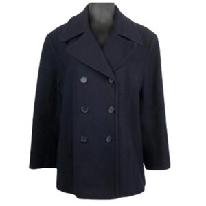 Mario De Pinto Pea Coat Women’s Size Medium Navy Wool Double Breasted FallWinter